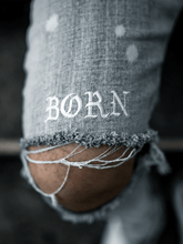 Load image into Gallery viewer, Born Sinner Distressed Denim - Light Stone