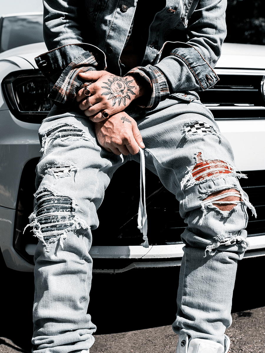 Biker hot sale patch denim